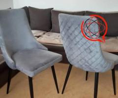 KRZESŁA GLAMOUR szare welur z EKSPOZYCJI NOWE 4 SZT