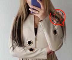 Piękna i Elegancka kurtka Ramoneska Zamszowa Beż