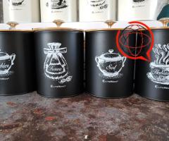 NOWE METALOWE POJEMNIKI #4 #CZARNE LUB BIAŁE + BAMBUSOWA POKRYWKA #KAWA #HERBATA #CUKIER #SÓL