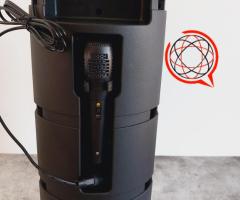 Głośnik tuba z karaoke i podświetleniem boombox, mikrofon,