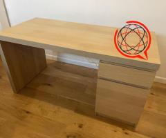 Biurko - Okleina Dębowa Bejcowana na Biało 140x65x73cm (IKEA)