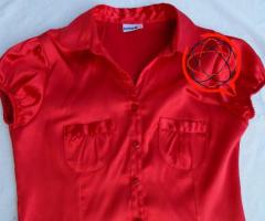 Elegancka koszula Satynowa 38 40 czerwona