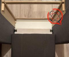 Fotel z funkcją łóżka rozkładanego z pojemnikiem na pościel