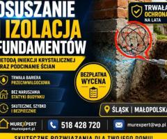 Drenaż fundamentów, osuszanie i izolacja piwnic - Małopolska i Śląsk