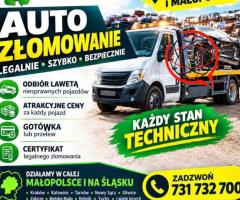 Auto złomowanie GOTÓWKA - legalne złomowanie samochodów Śląsk i Małopolska