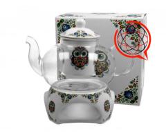 Szklany dzbanek 1000 ml z podgrzewaczem SOWA ETNO