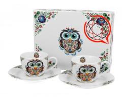 Filiżanki espresso ze spodkami 110 ml komplet 2 szt. SOWA ETNO